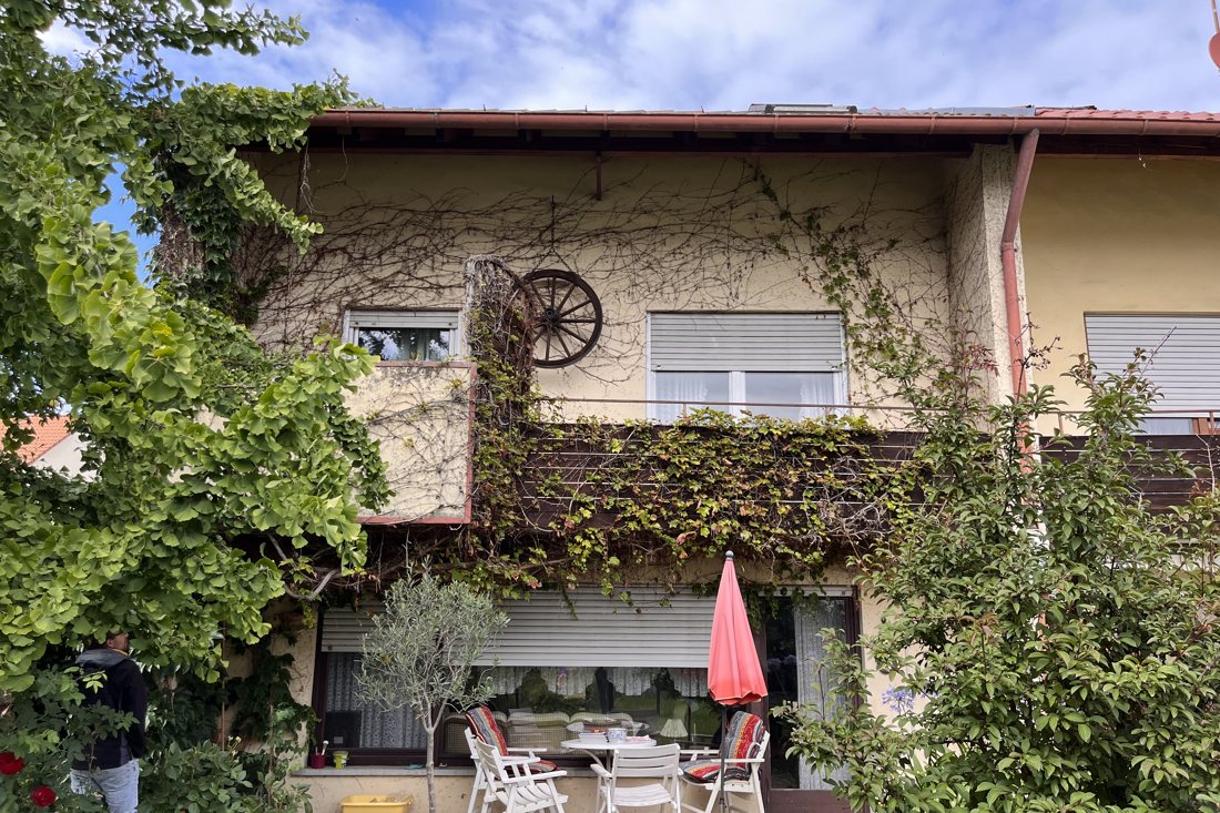 Einfamilienhaus vor der Sanierung – alte Fassade, Gartenseite